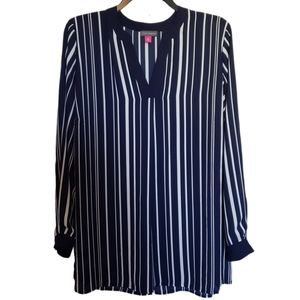Vince Camuto V-Neck Striped Blouse Size 1XL